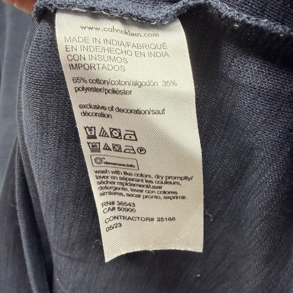 Calvin Klein Men's XL Long Sleeve Crew Neck Lightweight Sweatshirt Textured Blue - Picture 4 of 4
